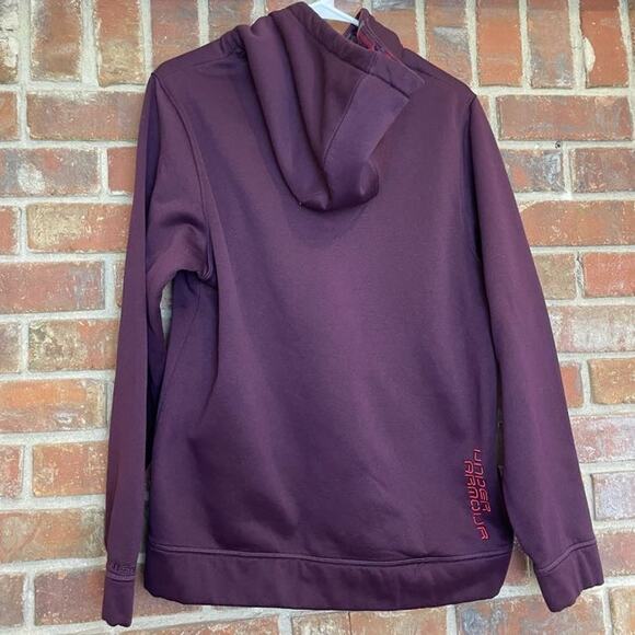 Under Armour Womens Burgundy‎ Drawstring Logo Kangaroo Pullover Hoodie Medium - Picture 2 of 8